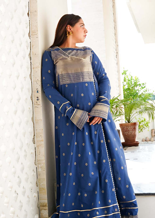 1-Piece Blue Jacquard Cotton Shirt